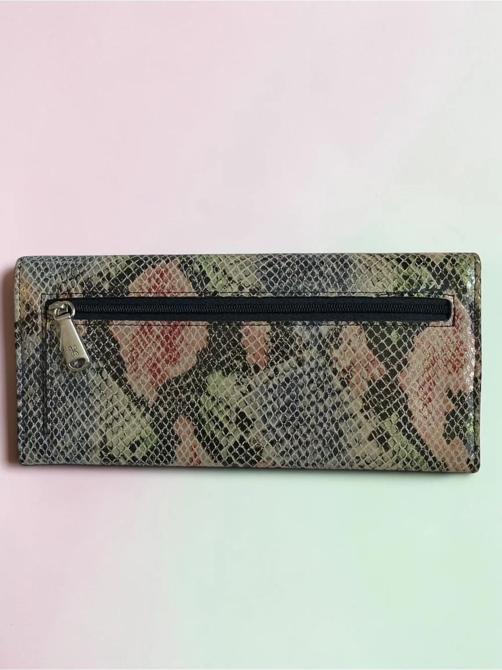 HOBO International Multicolor Snakeskin Embossed Leather Continental Wallet
